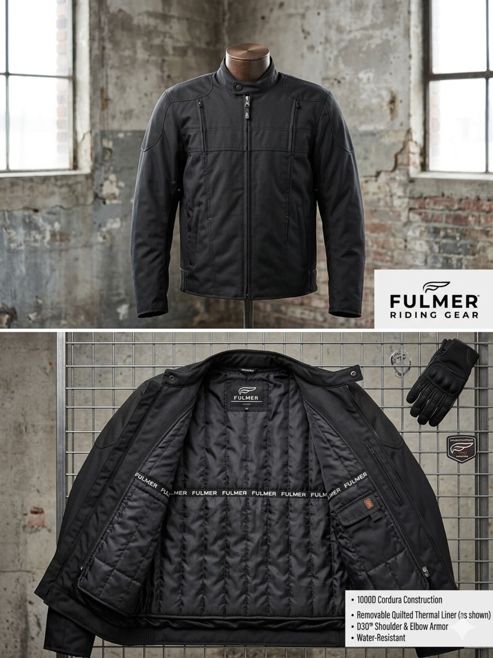 Fulmer Men's Black Performance Riding Jacket with Quilted Liner